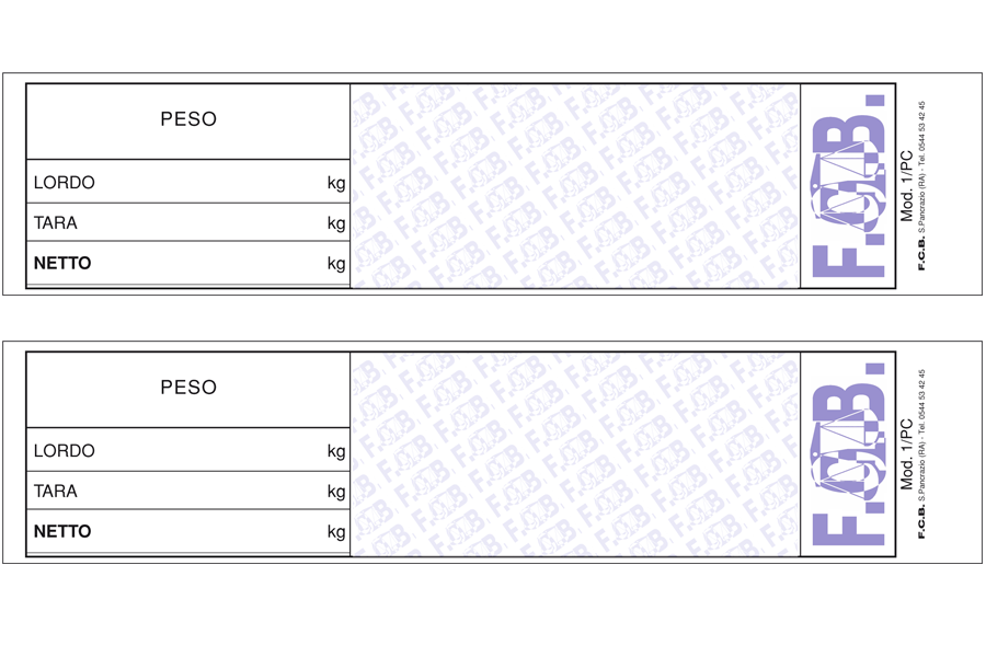 Cartellini per bilici meccanici - FCB di Babini Ugo & C - Stampa di tutti i tipi  di cartellini per pesatura meccanica ed elettronica